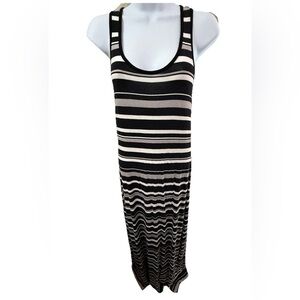 Striped Black and White Sleeveless Dress